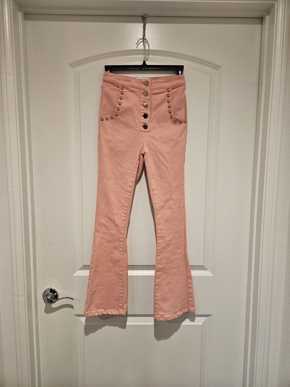 Alice McCall There You Go Flare Coral Pink Button-Front Jeans #929